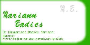 mariann badics business card